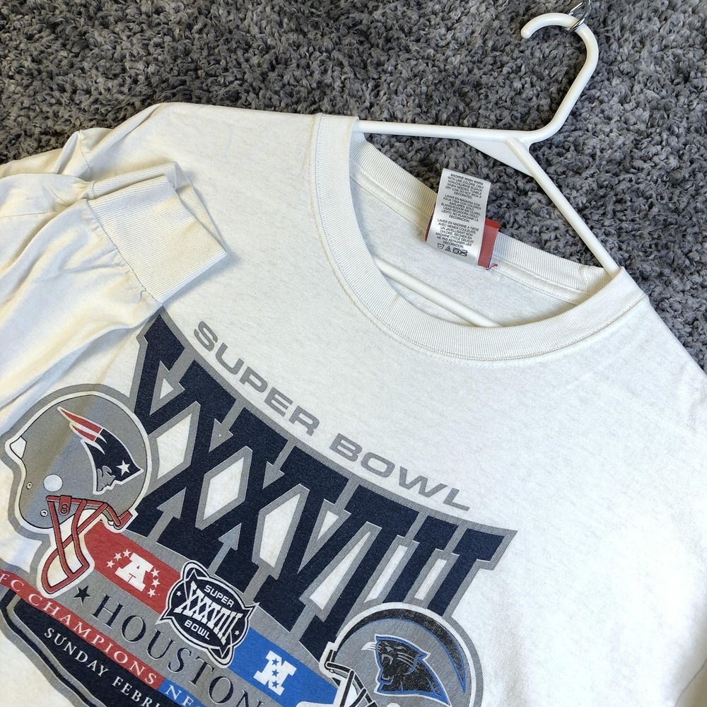 Vintage Super Bowl XXXVIII Houston Shirt Mens Medium‎ White NFL Football Reebok